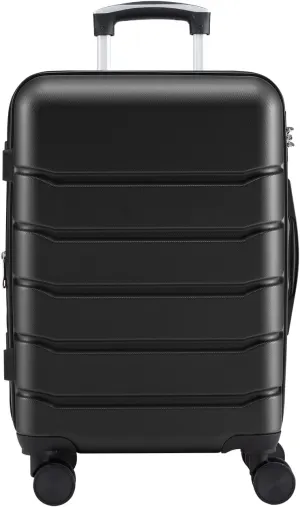 21 Inch Carry On Luggage Expandable Hardside Suitcases with Rolling Spinner Wheels Lightweight Hard Shell Suit Case with TSA Lock for Travel Airline Approved, Natural Black