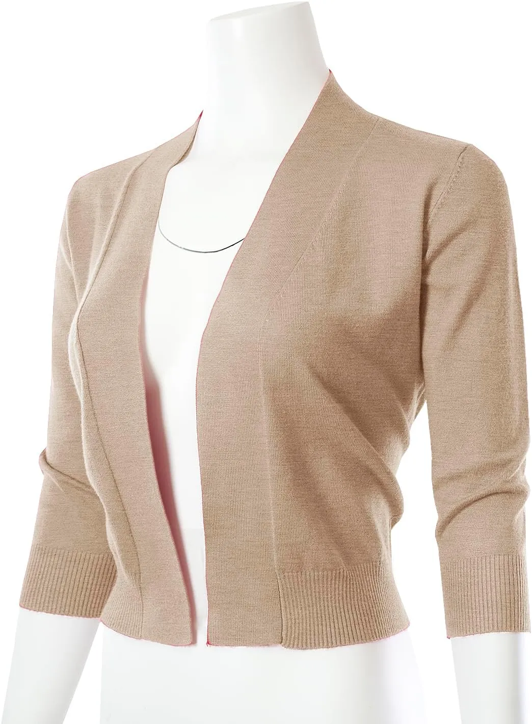 3/4 Sleeve Solid Open Bolero Cropped Cardigan for Women (S-3XL)