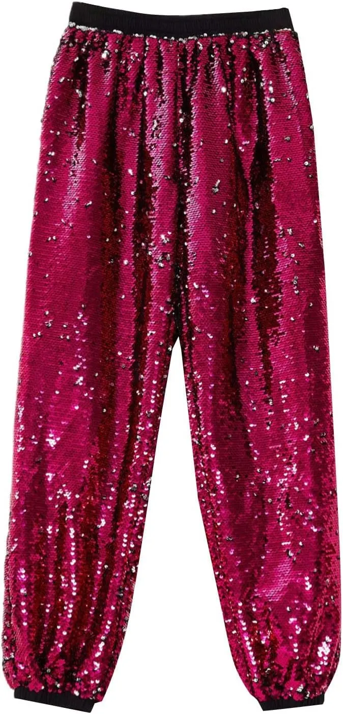 70s Disco Pants for Men Sequin Pants Carnival Shiny Pant Adult Dance Pants 80s 90s Party Jogger Pants