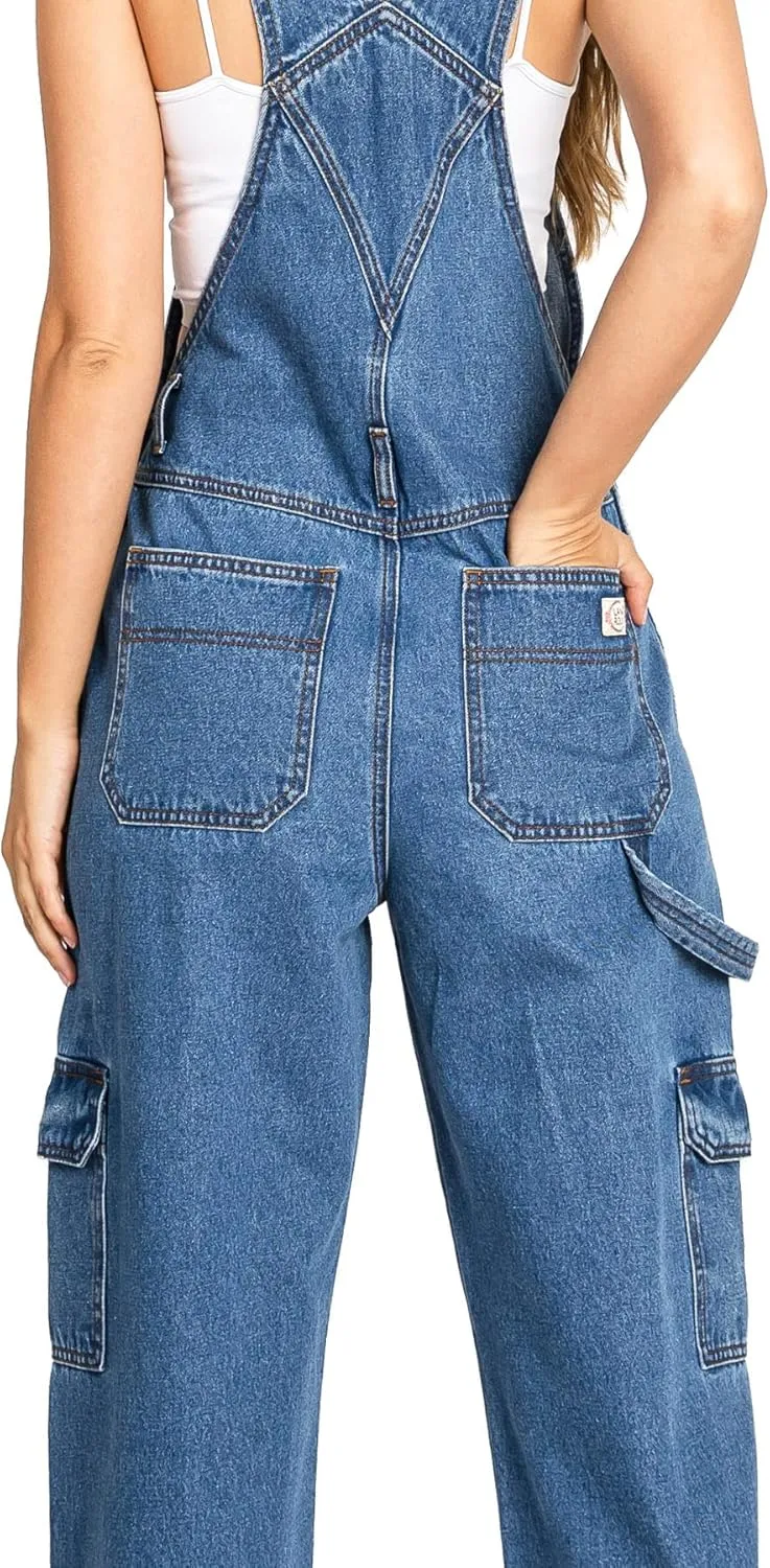 90s Retro Dungaree Utility Denim Twill Jumpsuit Overalls