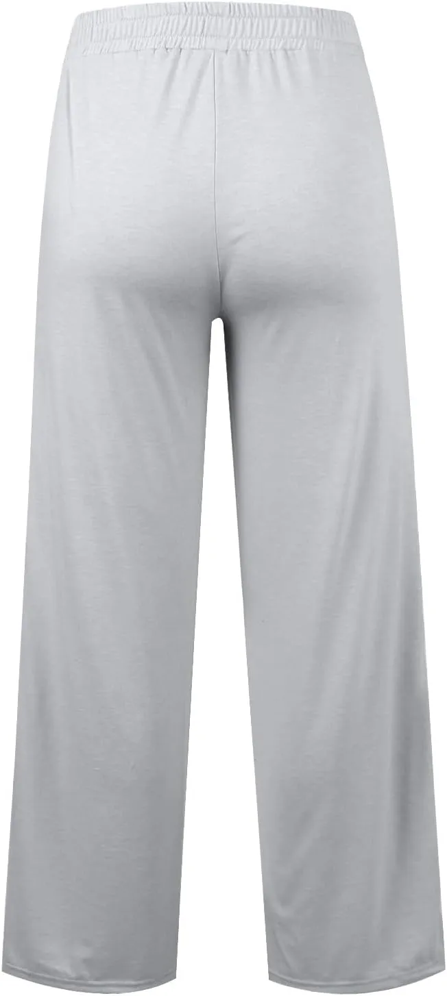ADHOWBEW Sweat Pants for Womens 2025 Wide Leg High Rise Casual Trendy Elastic Waist Comfy Athletic Joggers