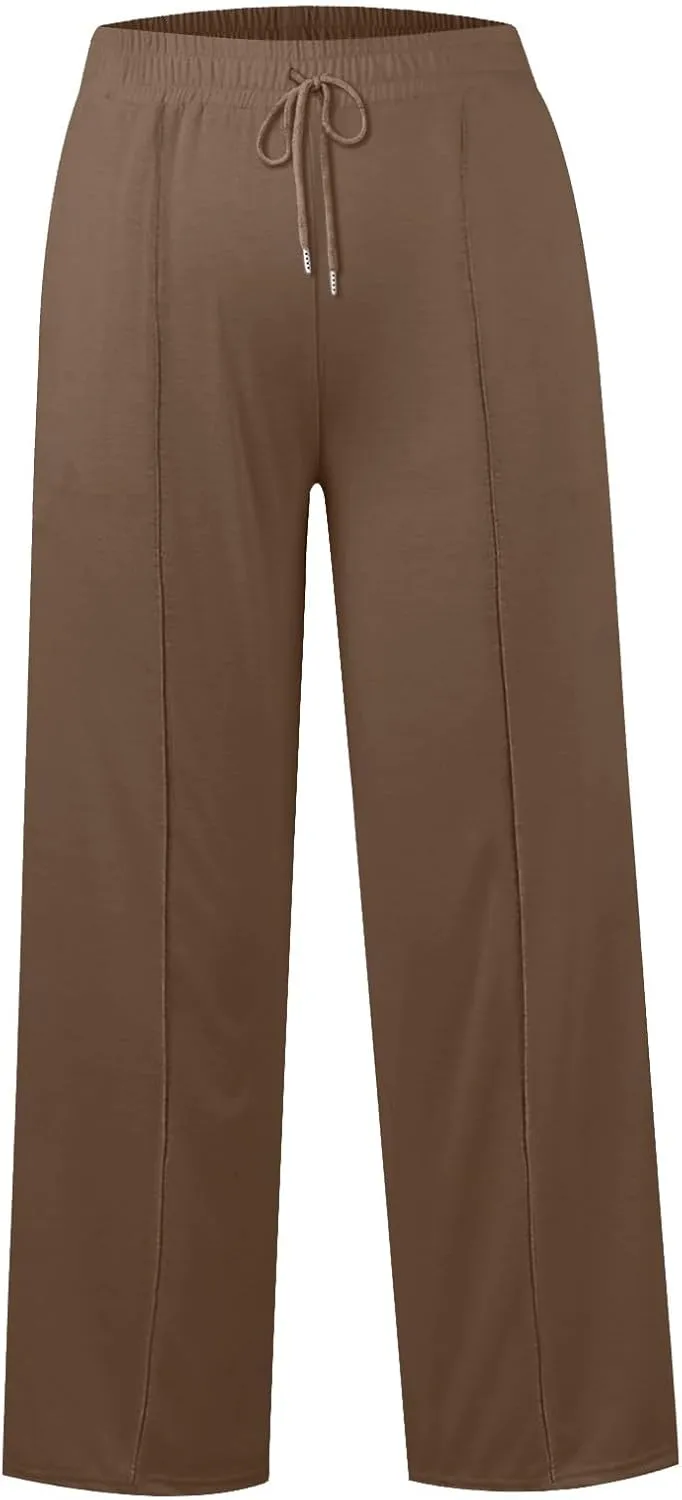 ADHOWBEW Sweat Pants for Womens 2025 Wide Leg High Rise Casual Trendy Elastic Waist Comfy Athletic Joggers