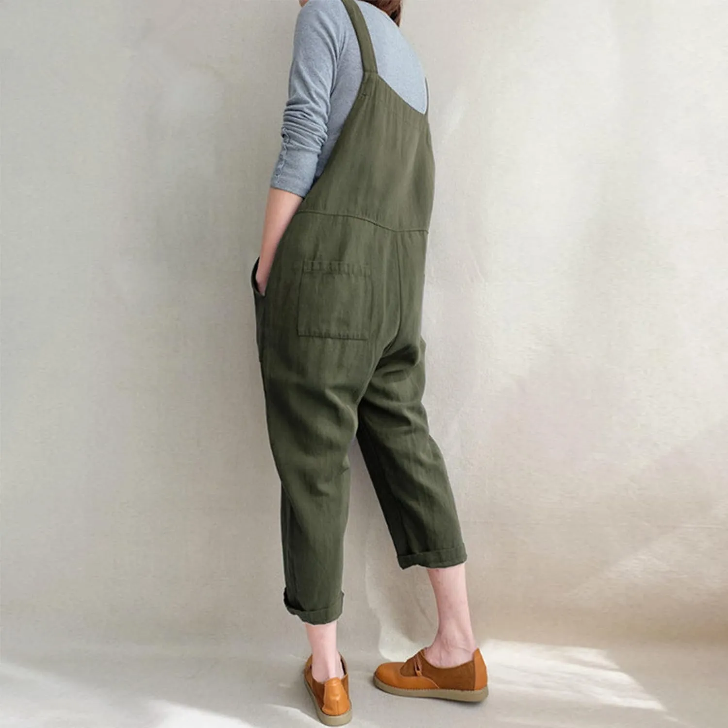 Aedvoouer Women's Baggy Plus Size Overalls Jumpsuits Wide Leg Harem Pants Casual Rompers