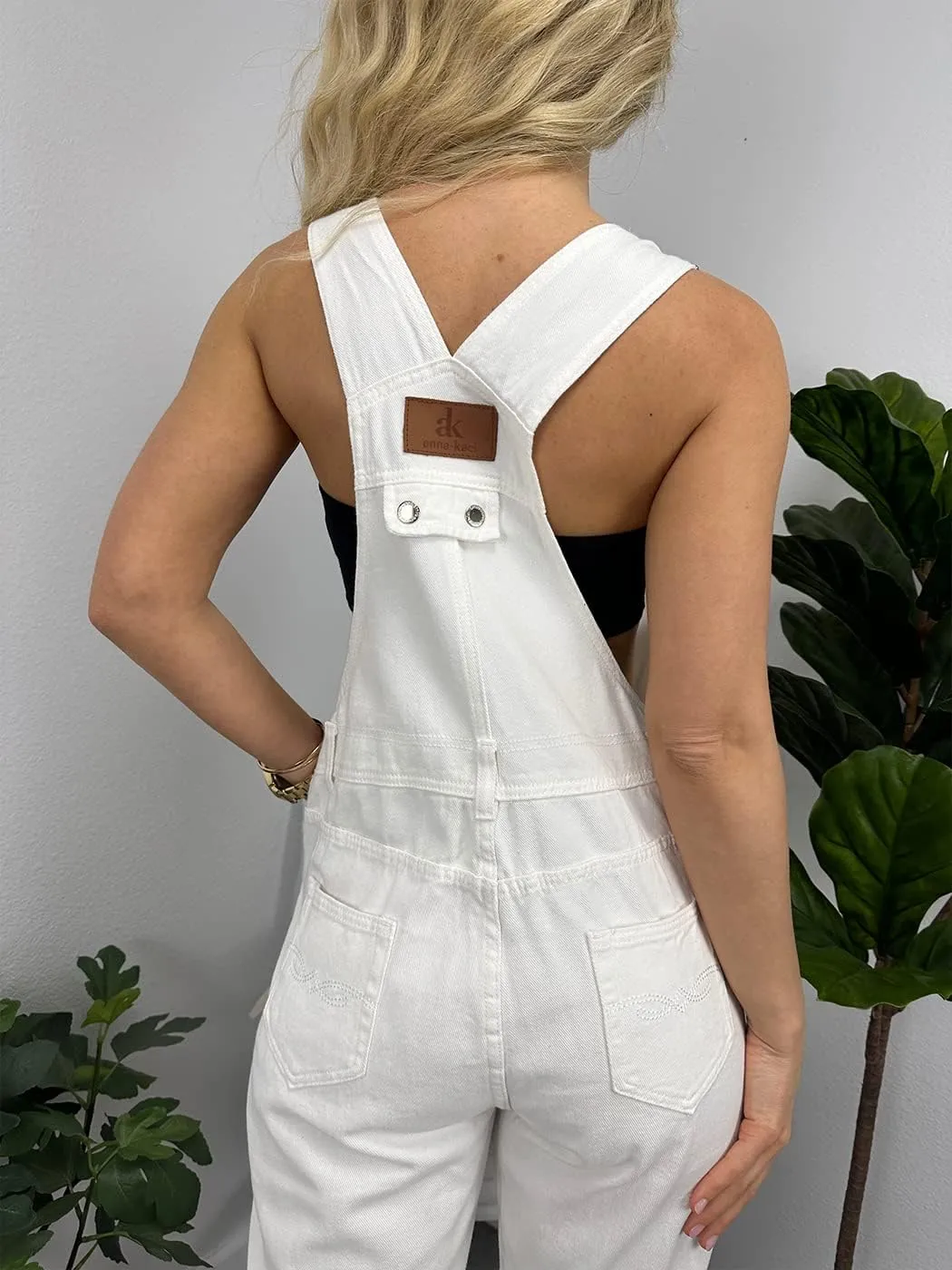 Anna-Kaci Womens Vintage Wash Straight Leg Denim Overalls With Pocket Bib