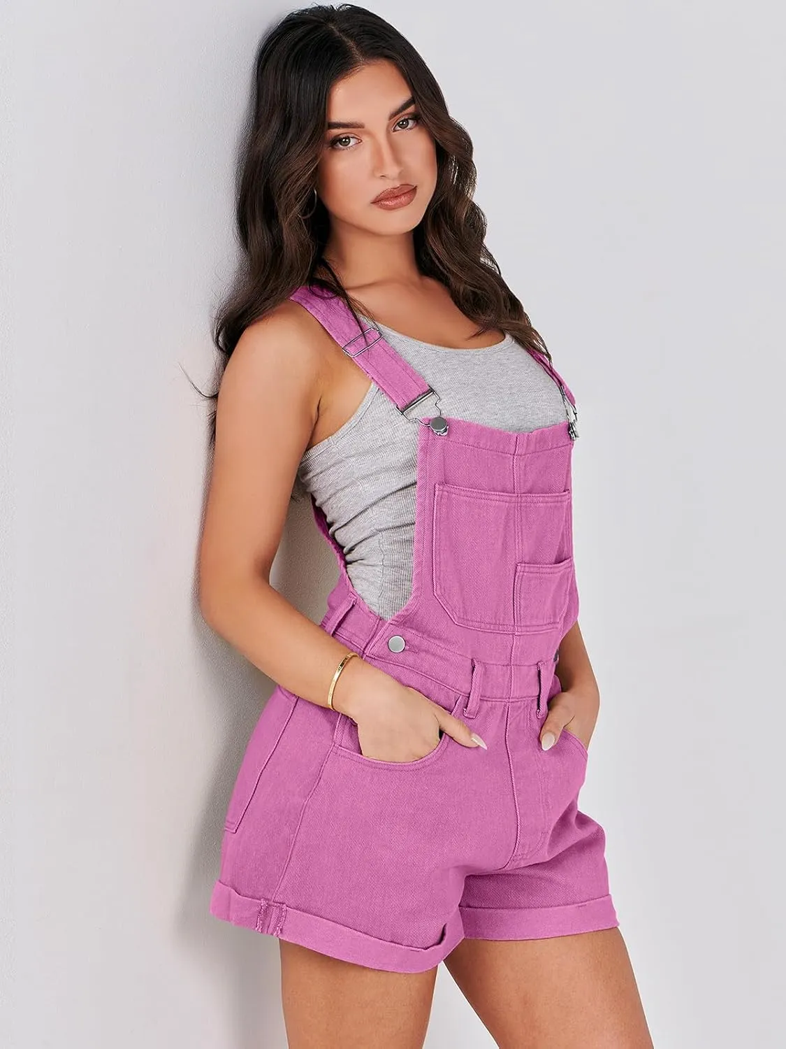 ANRABESS Overalls for Women Denim Shorts Overalls 2025 Summer Casual Loose Fit Adjustable Rompers Jean jumpsuit Bib Shortalls