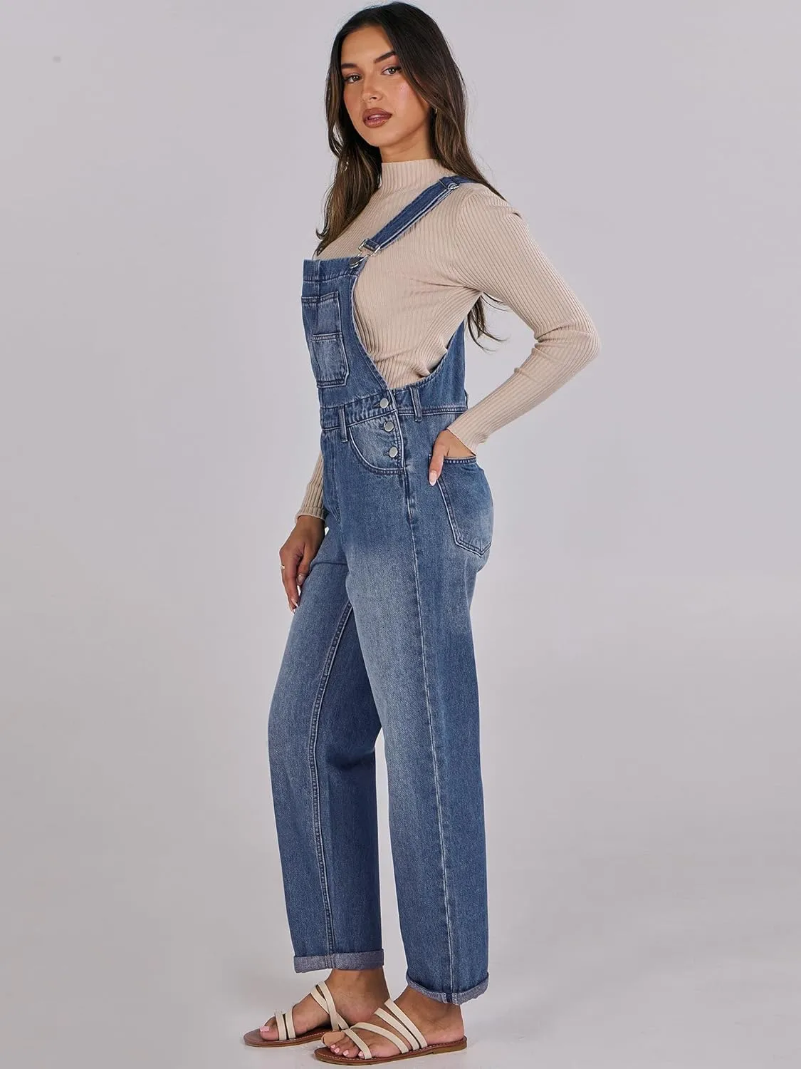 ANRABESS Overalls for Women Loose Fit Denim Overalls Adjustable Strap Jean Jumpsuit Bib Romper 2025 Summer Casualwork Outfits