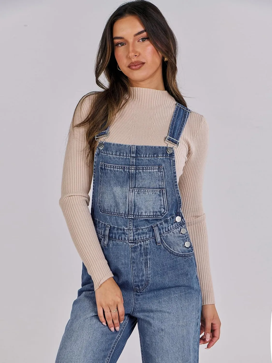 ANRABESS Overalls for Women Loose Fit Denim Overalls Adjustable Strap Jean Jumpsuit Bib Romper 2025 Summer Casualwork Outfits