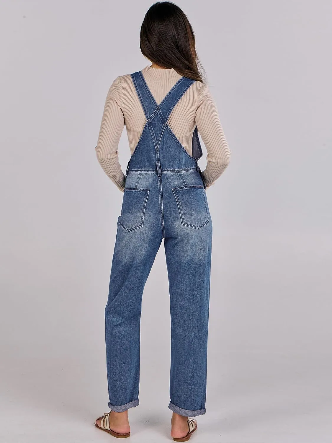 ANRABESS Overalls for Women Loose Fit Denim Overalls Adjustable Strap Jean Jumpsuit Bib Romper 2025 Summer Casualwork Outfits