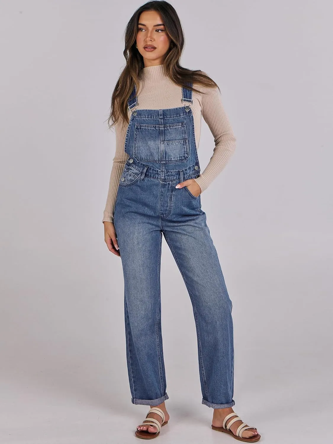 ANRABESS Overalls for Women Loose Fit Denim Overalls Adjustable Strap Jean Jumpsuit Bib Romper 2025 Summer Casualwork Outfits