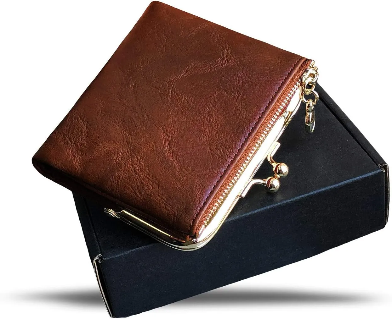 AOXONEL Womens Wallet Small Rfid Ladies Compact Bifold Leather Vintage Coin Purse With Zipper and Kiss Lock