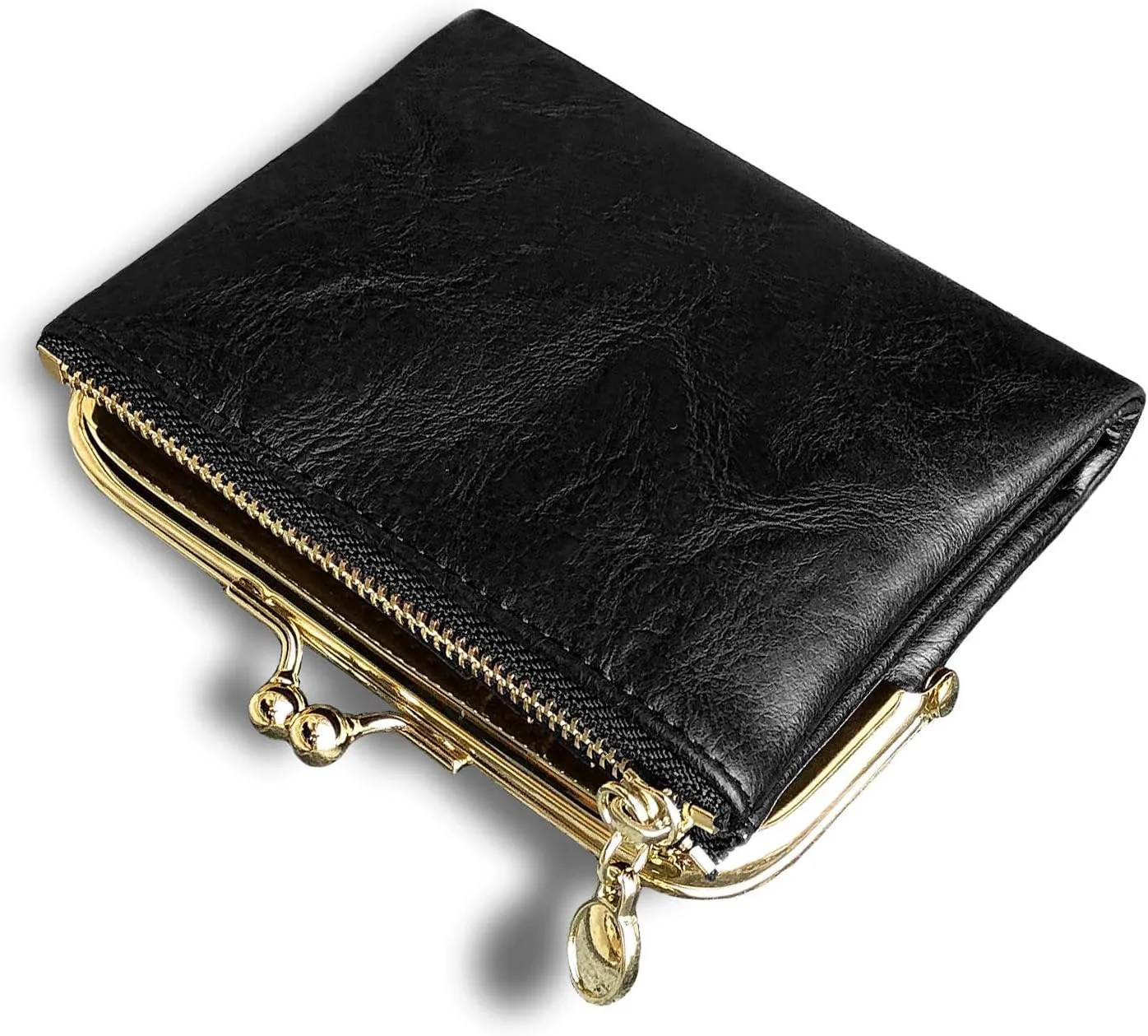 AOXONEL Womens Wallet Small Rfid Ladies Compact Bifold Leather Vintage Coin Purse With Zipper and Kiss Lock