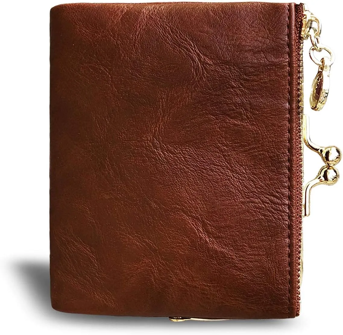 AOXONEL Womens Wallet Small Rfid Ladies Compact Bifold Leather Vintage Coin Purse With Zipper and Kiss Lock