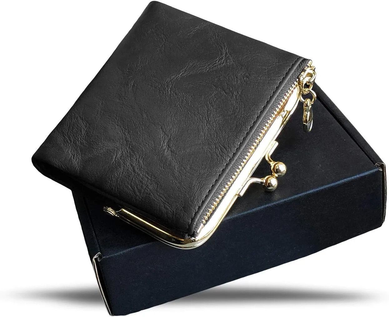 AOXONEL Womens Wallet Small Rfid Ladies Compact Bifold Leather Vintage Coin Purse With Zipper and Kiss Lock