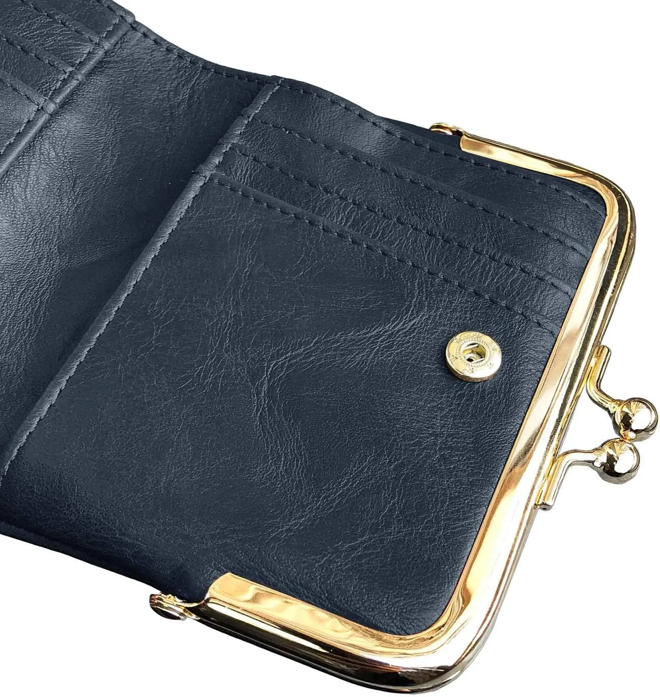 AOXONEL Womens Wallet Small Rfid Ladies Compact Bifold Leather Vintage Coin Purse With Zipper and Kiss Lock