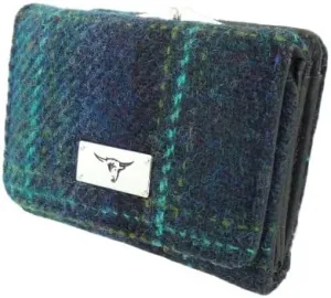 Authentic Harris Tweed - Gift for Valentines Day, Mothers Day, Wedding - Women Coins Purse Wallet Girls Sequin Mini Clutch Handbag - Gift for Valentines Day, Mothers Day, Wedding - LB2113, Blue With