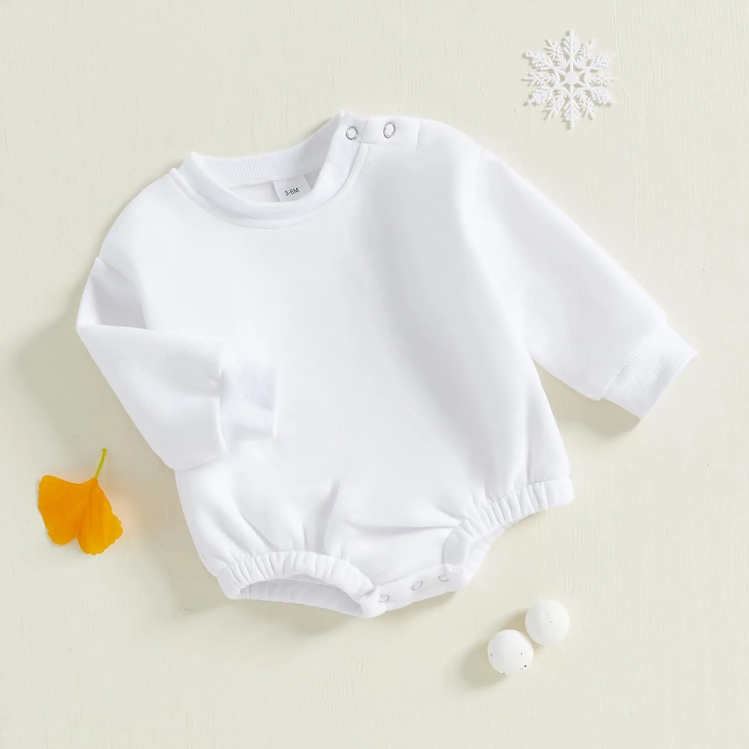 Baby Boy Girl Warm Sweatshirt Romper Solid Long Sleeve Fleece Sweater Bubble Romper Fall Winter Outfit Clothes