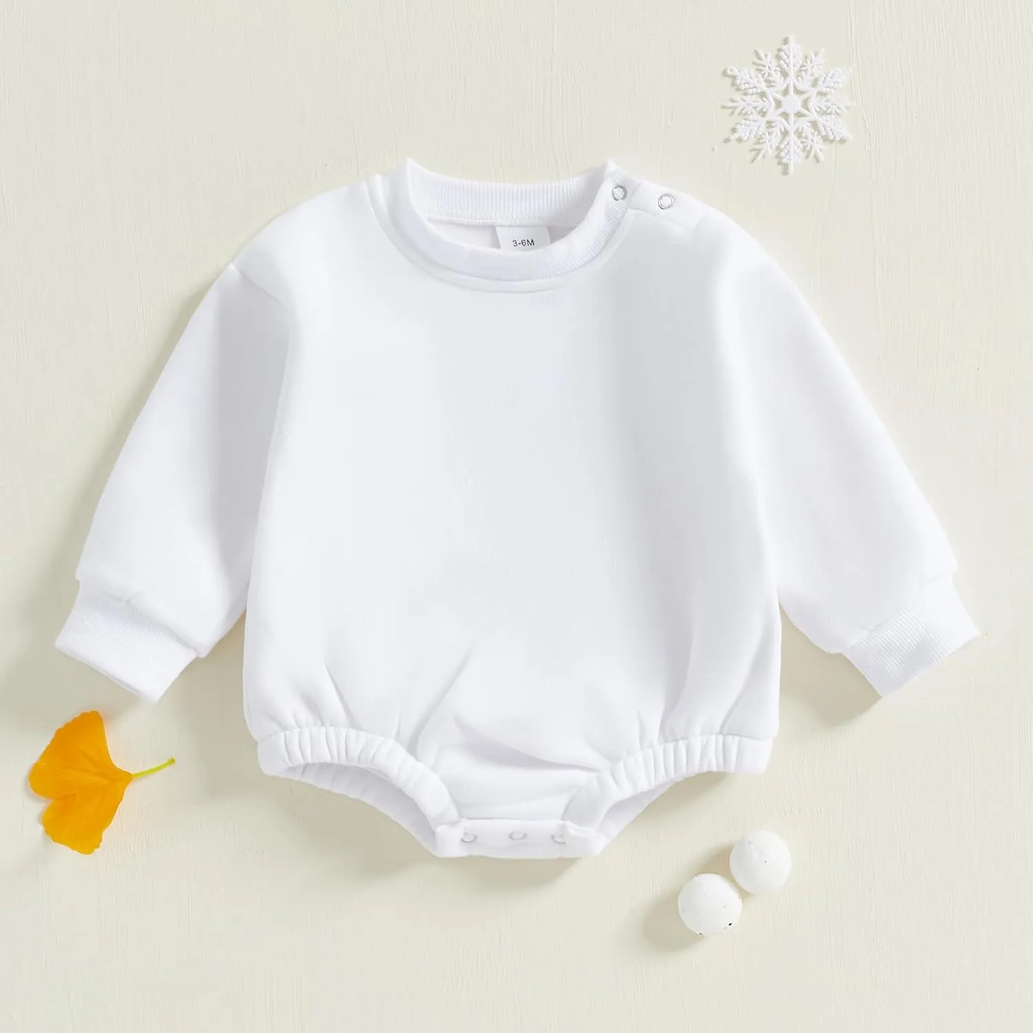 Baby Boy Girl Warm Sweatshirt Romper Solid Long Sleeve Fleece Sweater Bubble Romper Fall Winter Outfit Clothes
