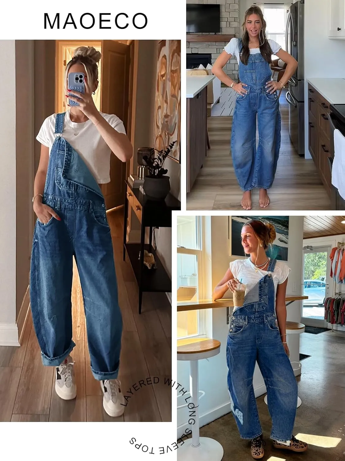Barrel Overalls Denim Jumpsuits for Women Casual Loose Baggy Jeans Pants Sleeveless Bib Jumpers with Pockets
