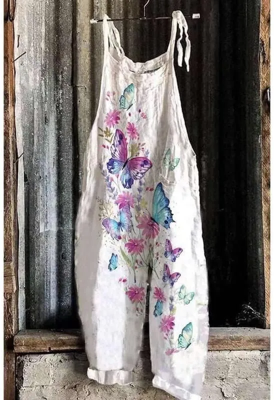 Bengbobar Jumpsuits For Women Casual Loose Summer Rompers Boho Floral Rompers Wide Leg Bib Overall with Pockets Womens Pants