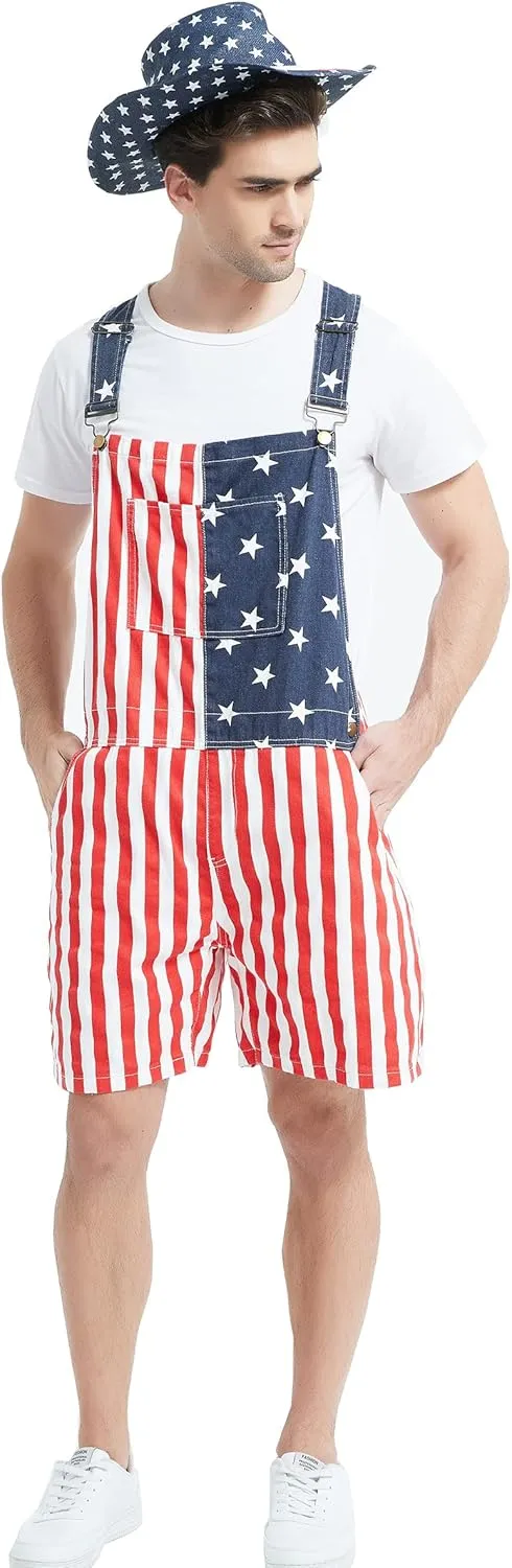 Bib Overalls for Men Shorts Romper Festival Jumpsuits Fashion Coveralls