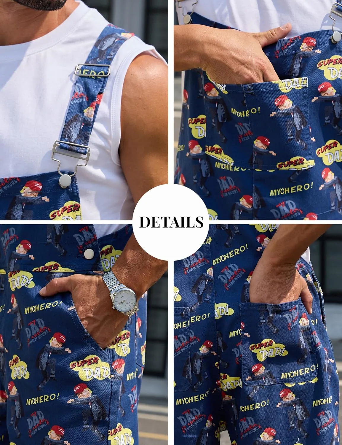 Bib Overalls for Men Shorts Romper Festival Jumpsuits Fashion Coveralls