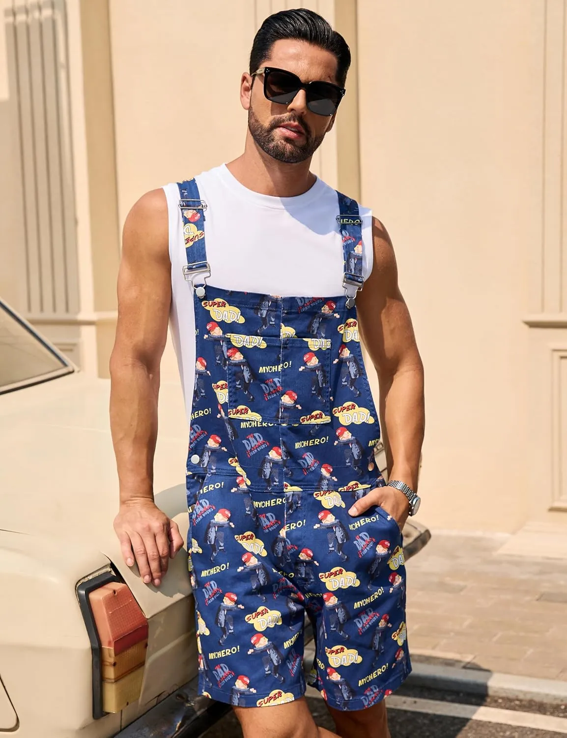 Bib Overalls for Men Shorts Romper Festival Jumpsuits Fashion Coveralls