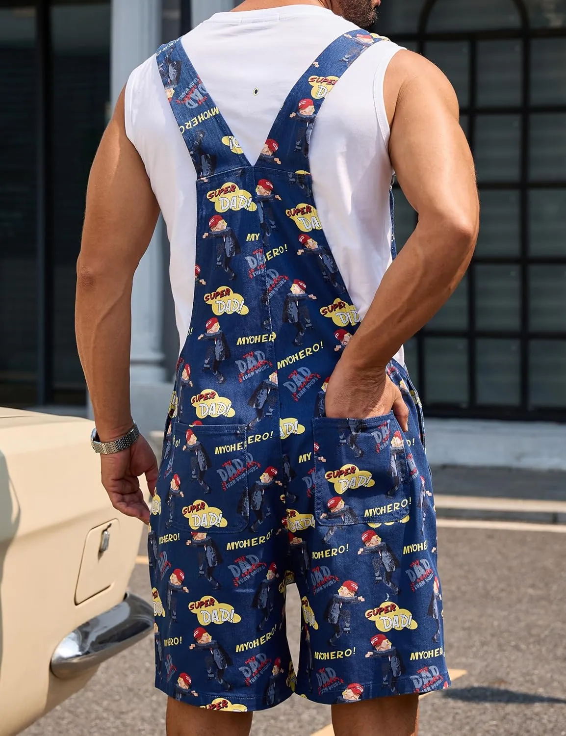 Bib Overalls for Men Shorts Romper Festival Jumpsuits Fashion Coveralls