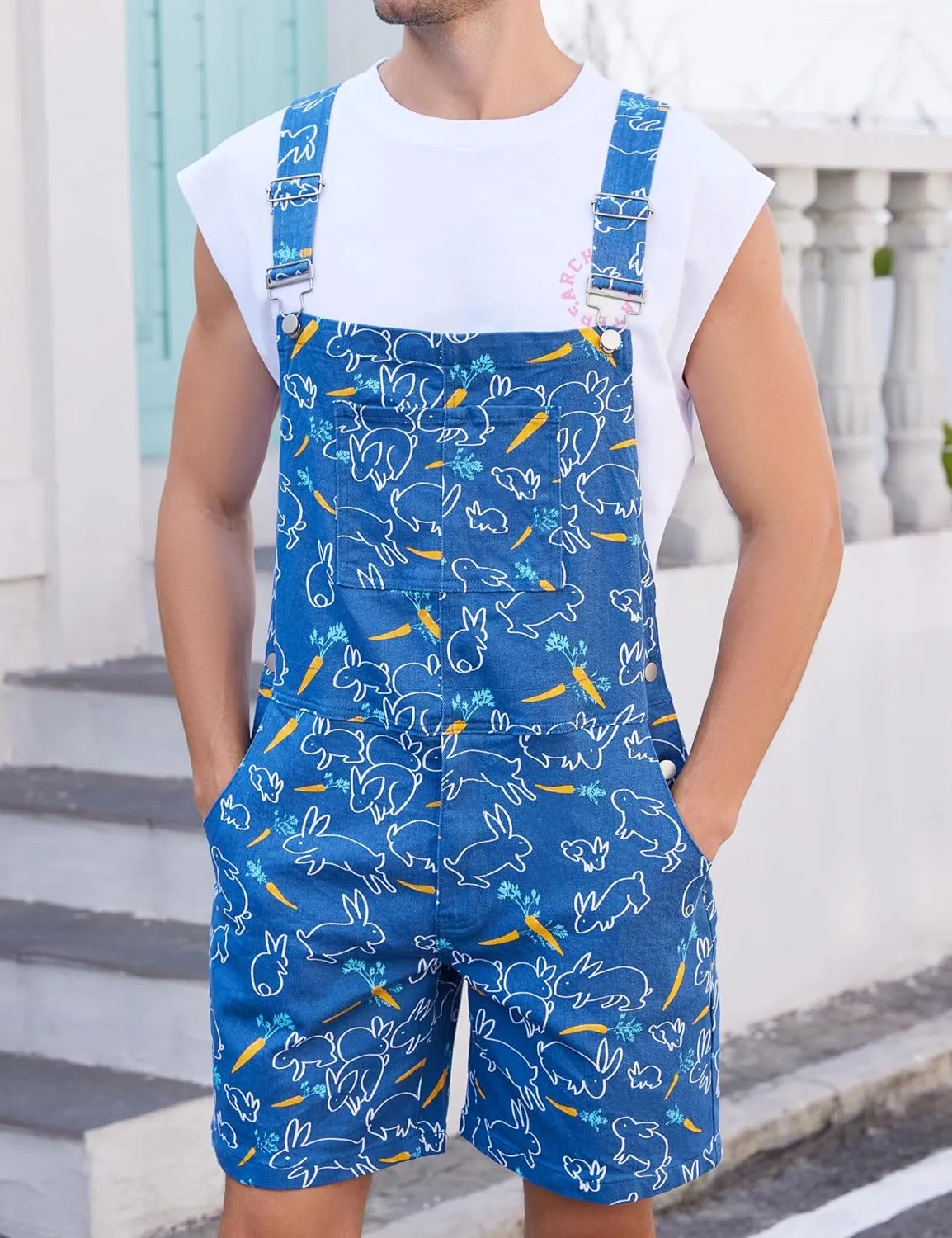 Bib Overalls for Men Shorts Romper Festival Jumpsuits Fashion Coveralls