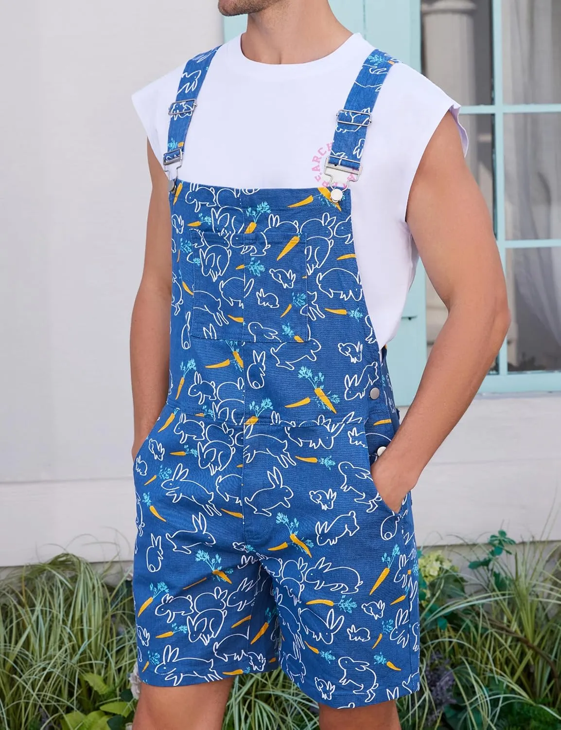 Bib Overalls for Men Shorts Romper Festival Jumpsuits Fashion Coveralls