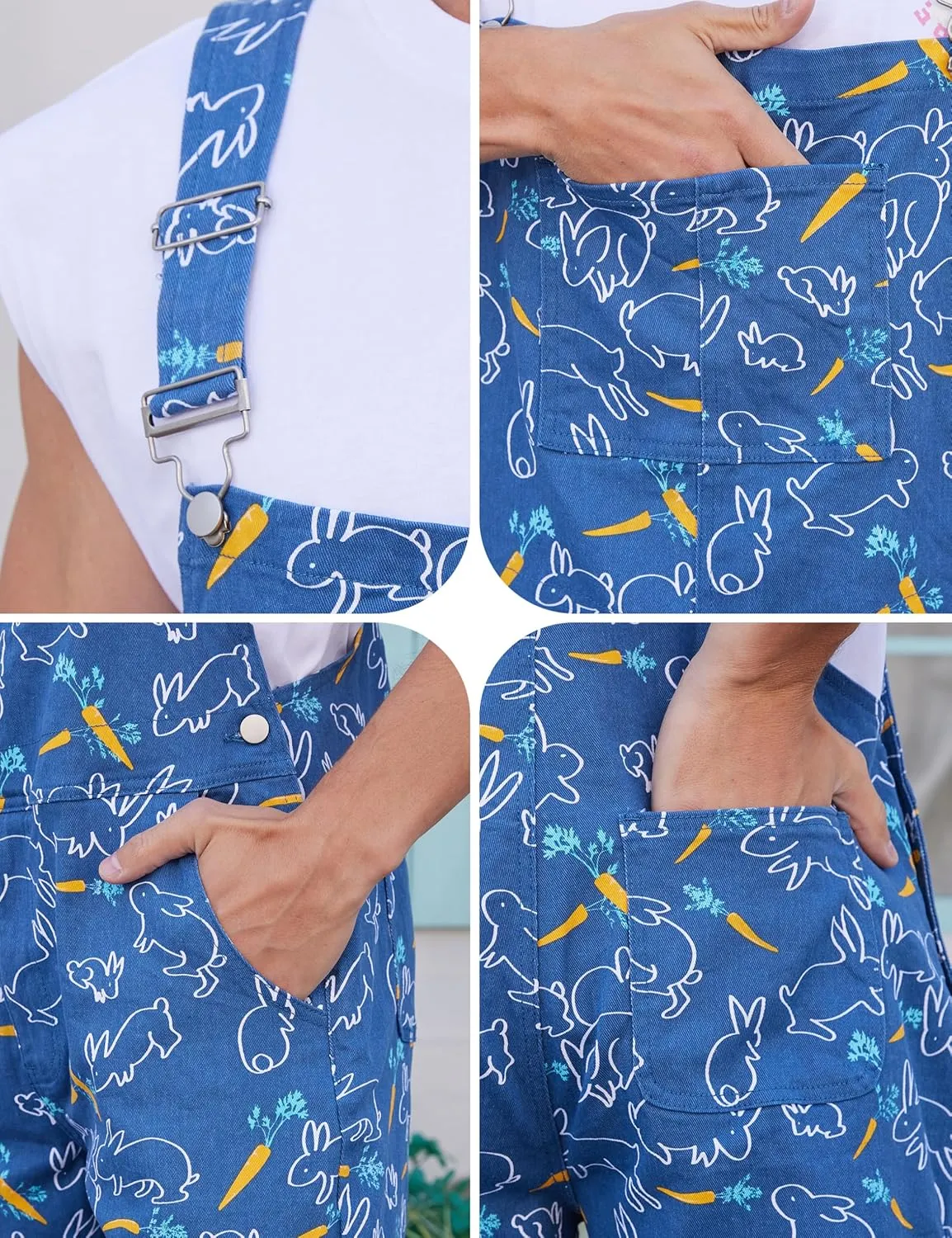 Bib Overalls for Men Shorts Romper Festival Jumpsuits Fashion Coveralls