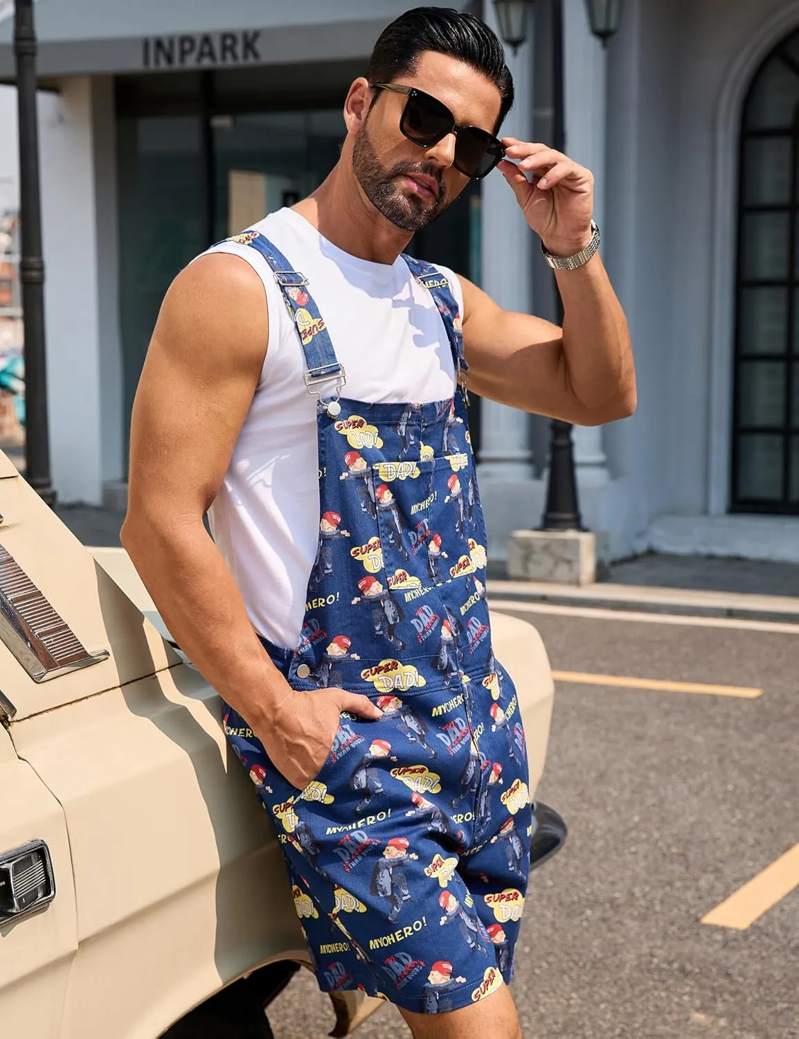 Bib Overalls for Men Shorts Romper Festival Jumpsuits Fashion Coveralls