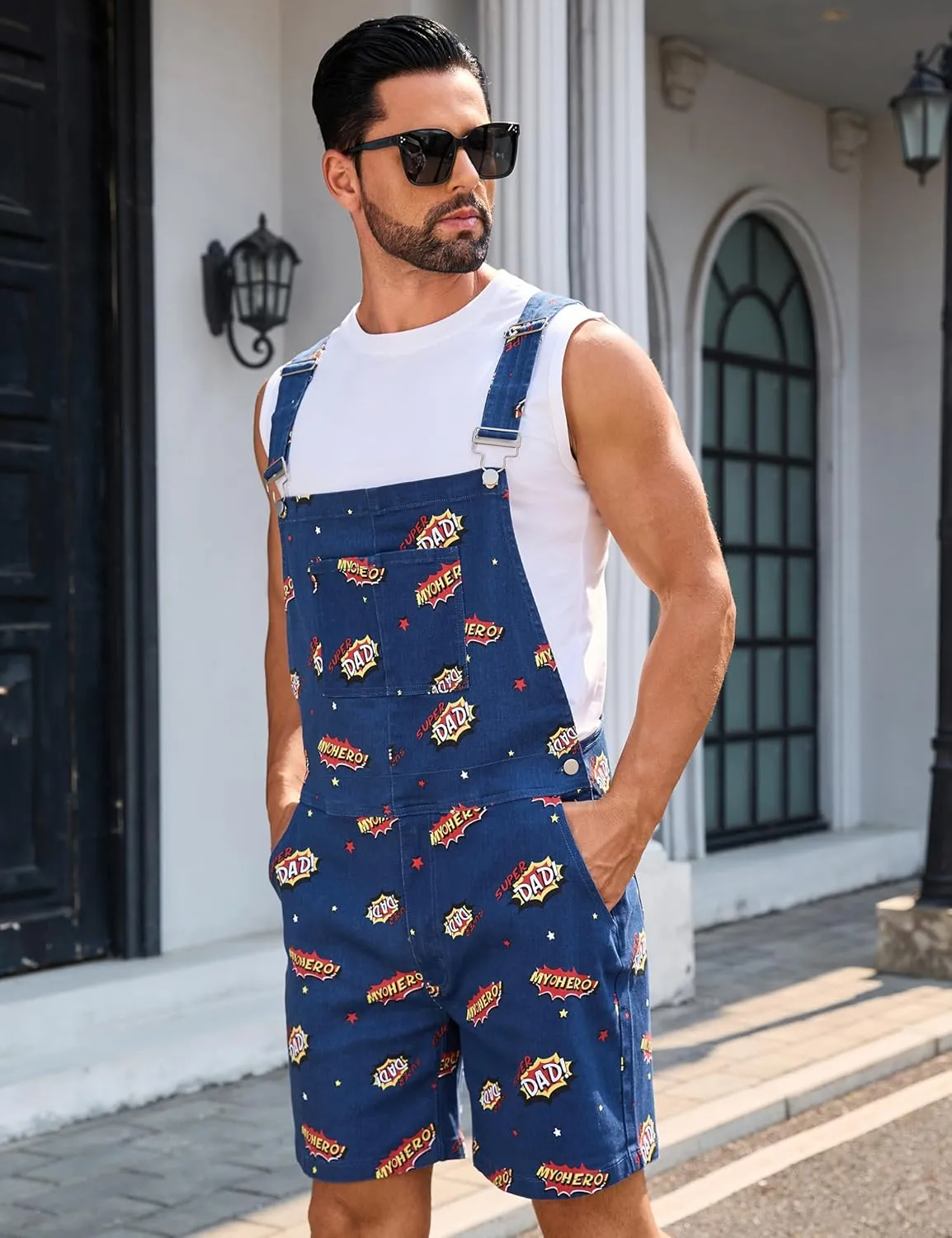 Bib Overalls for Men Shorts Romper Festival Jumpsuits Fashion Coveralls