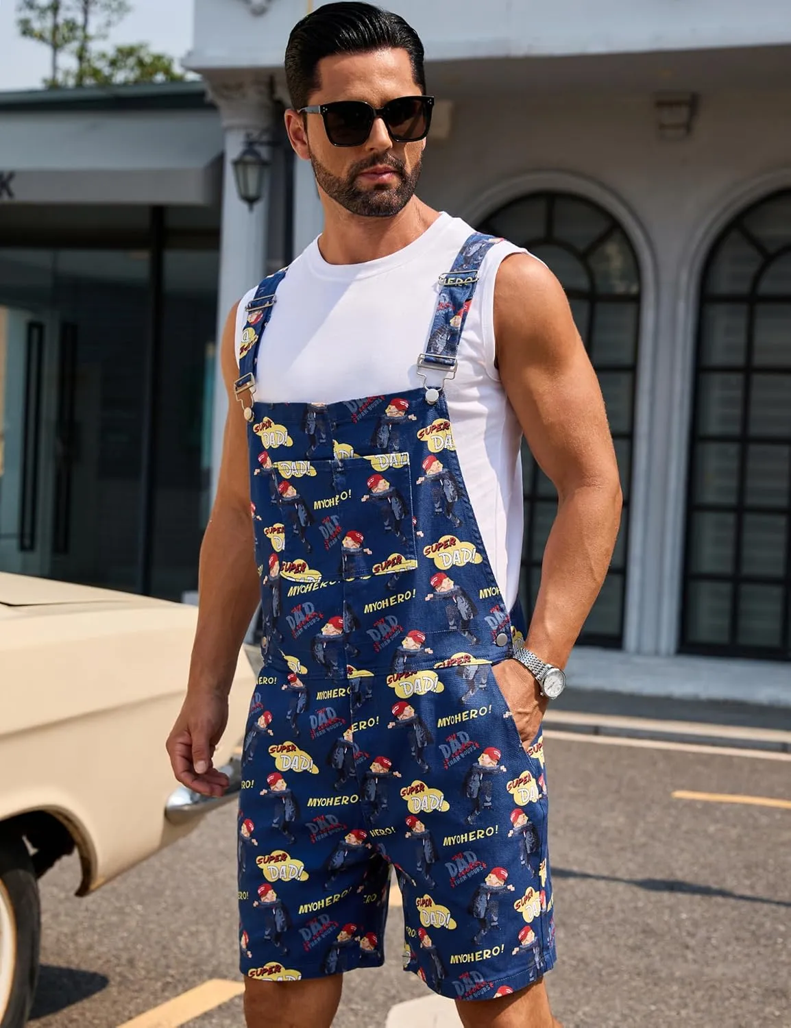 Bib Overalls for Men Shorts Romper Festival Jumpsuits Fashion Coveralls