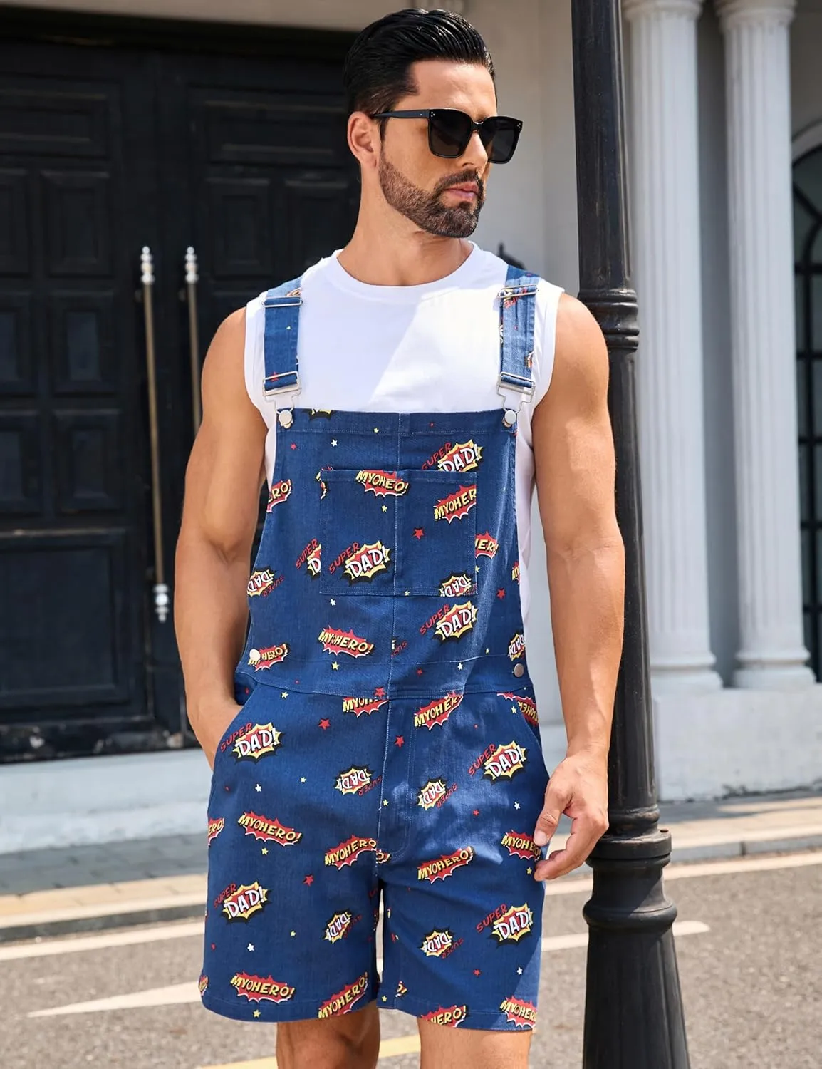 Bib Overalls for Men Shorts Romper Festival Jumpsuits Fashion Coveralls