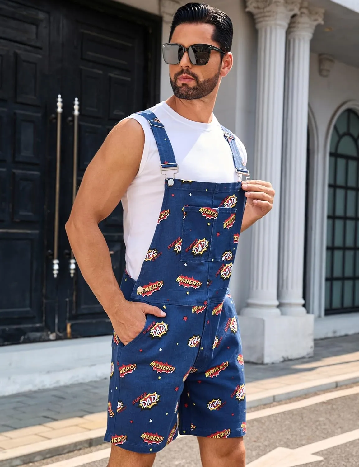 Bib Overalls for Men Shorts Romper Festival Jumpsuits Fashion Coveralls