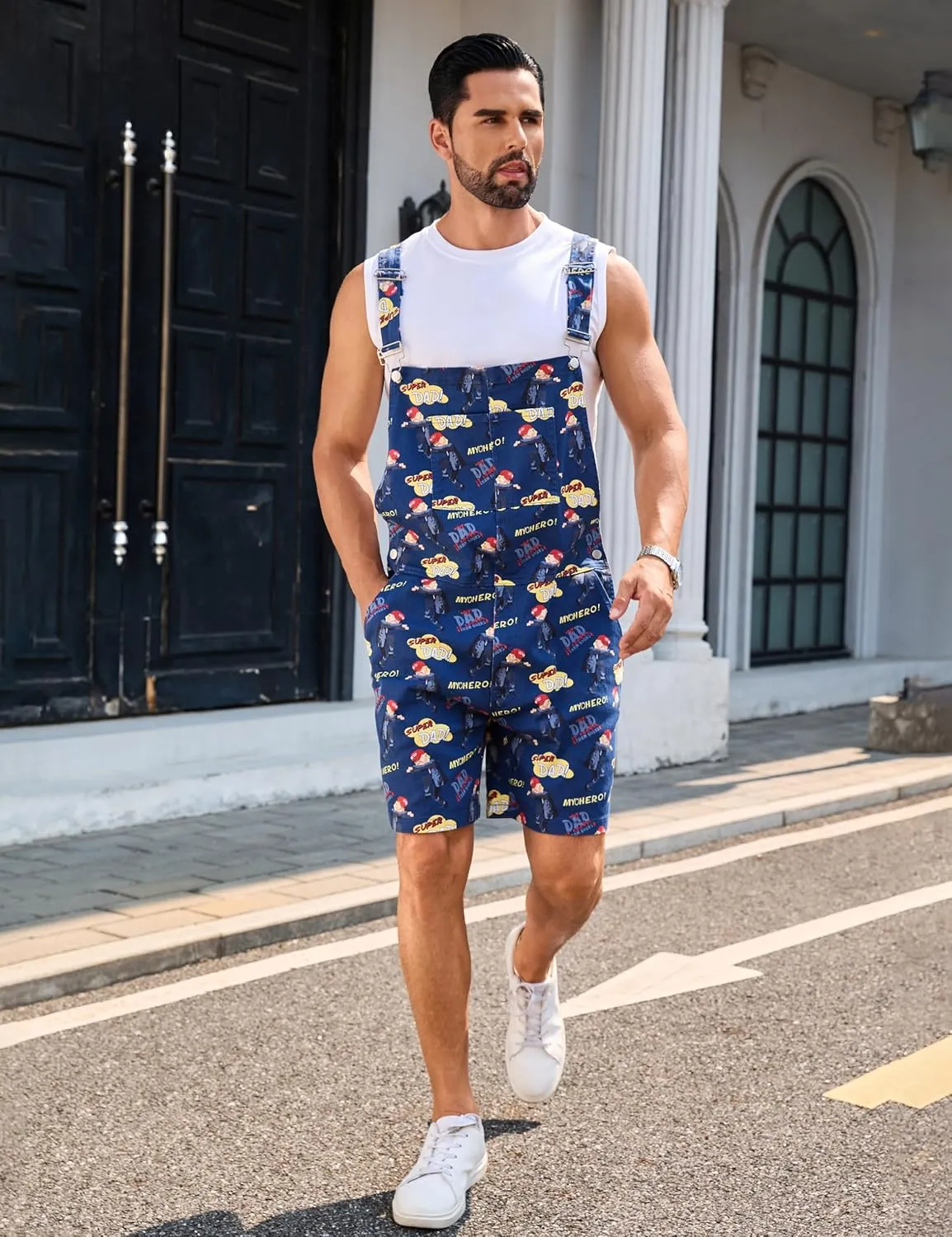 Bib Overalls for Men Shorts Romper Festival Jumpsuits Fashion Coveralls