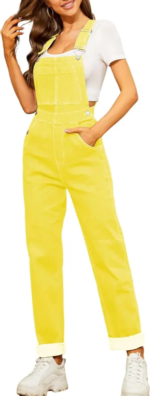 Bib Overalls for Women Fashion Jean Jumpsuit Adjustable Strap Coveralls