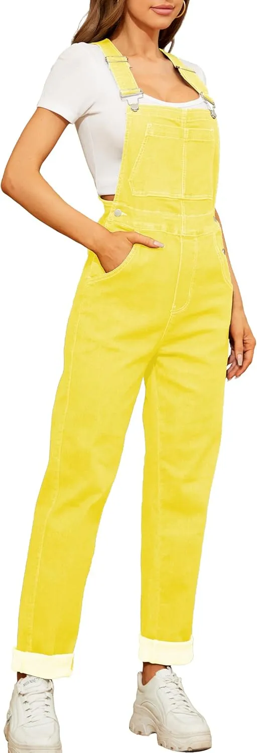 Bib Overalls for Women Fashion Jean Jumpsuit Adjustable Strap Coveralls