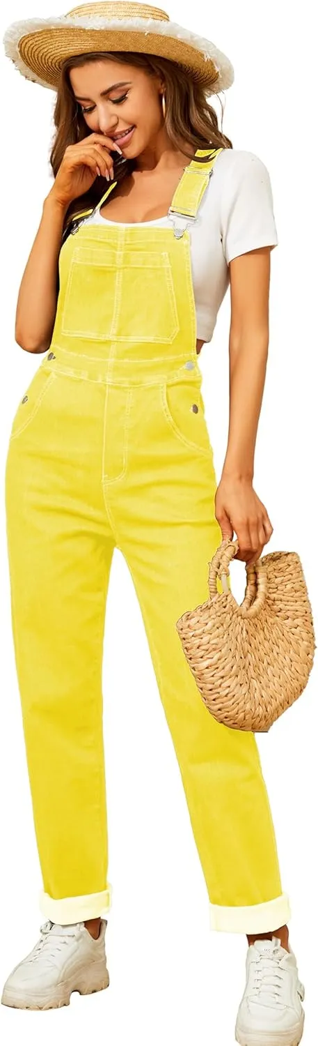 Bib Overalls for Women Fashion Jean Jumpsuit Adjustable Strap Coveralls
