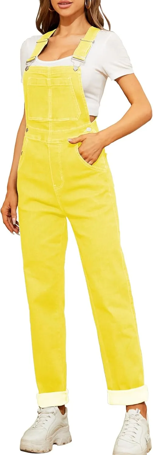 Bib Overalls for Women Fashion Jean Jumpsuit Adjustable Strap Coveralls
