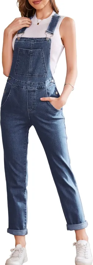Bib Overalls for Women Fashion Jean Jumpsuit Adjustable Strap Coveralls