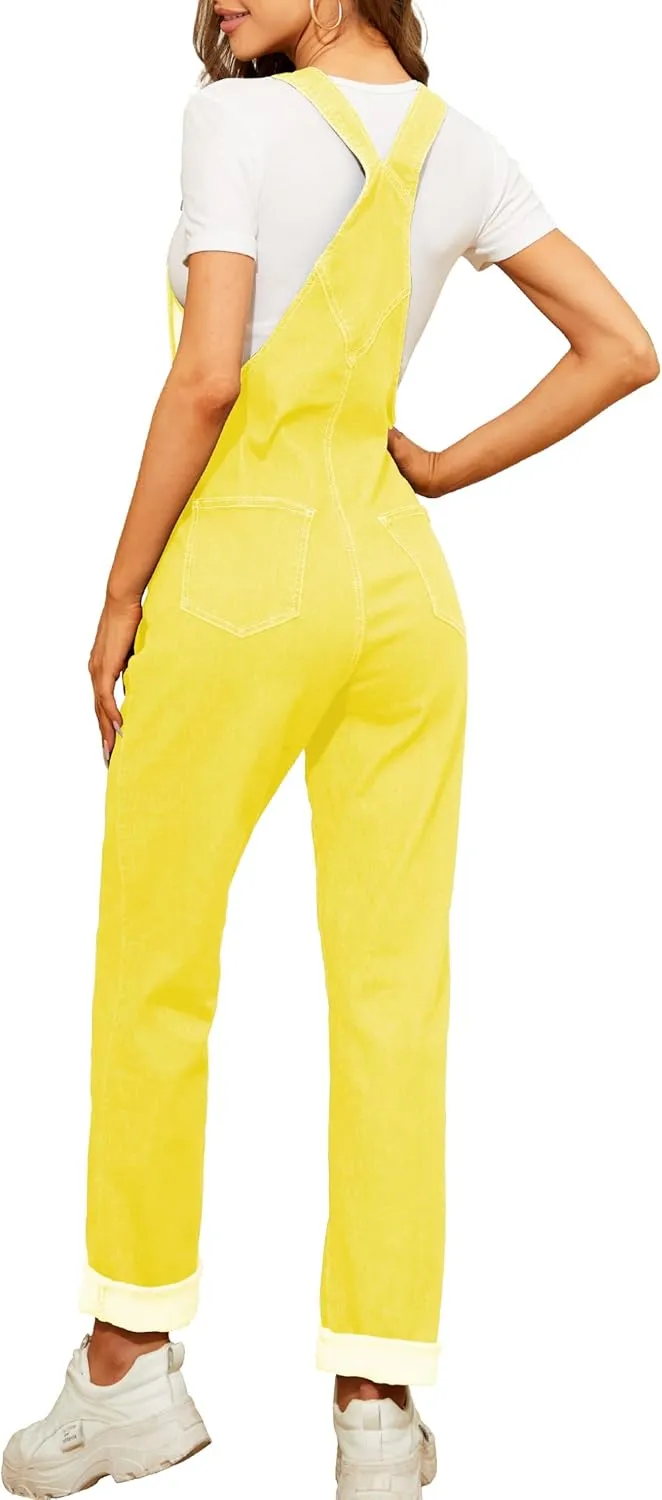 Bib Overalls for Women Fashion Jean Jumpsuit Adjustable Strap Coveralls