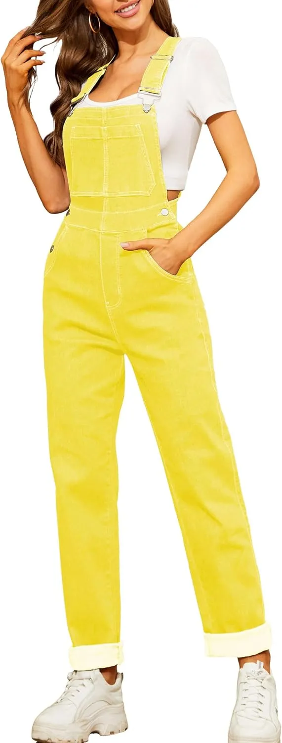 Bib Overalls for Women Fashion Jean Jumpsuit Adjustable Strap Coveralls