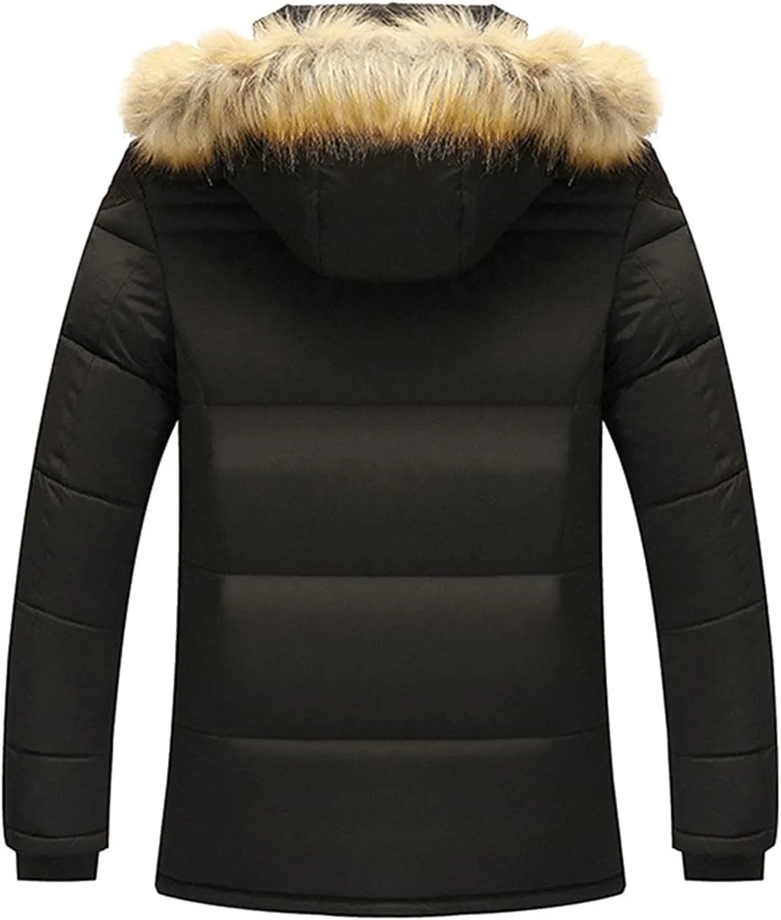 BIFUTON Puffer Jacket Men,Men's Down Jackets & Parkas Fashion Warm Sherpa Fleece Lined Winter Ski Jacket with Detachable Hood