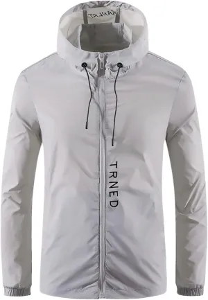 BIFUTON Waterproof Jackets for Men Lightweight Full Zip Up Hoodie Long Sleeve Windbreaker Jackets Outdoor Hiking Trench Coats