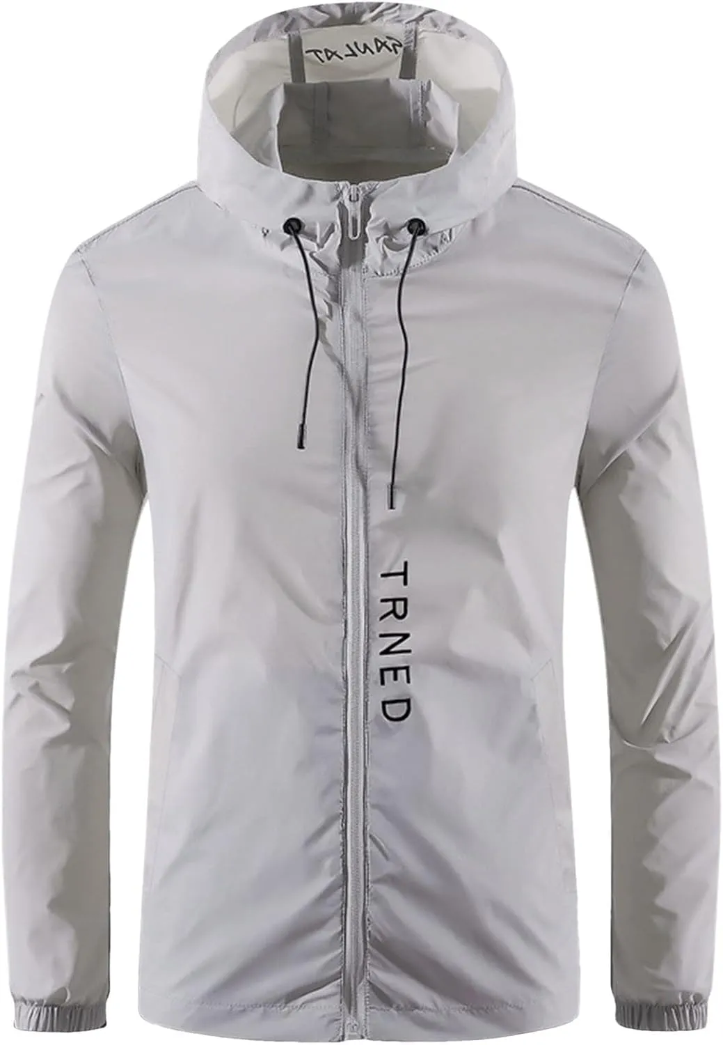 BIFUTON Waterproof Jackets for Men Lightweight Full Zip Up Hoodie Long Sleeve Windbreaker Jackets Outdoor Hiking Trench Coats