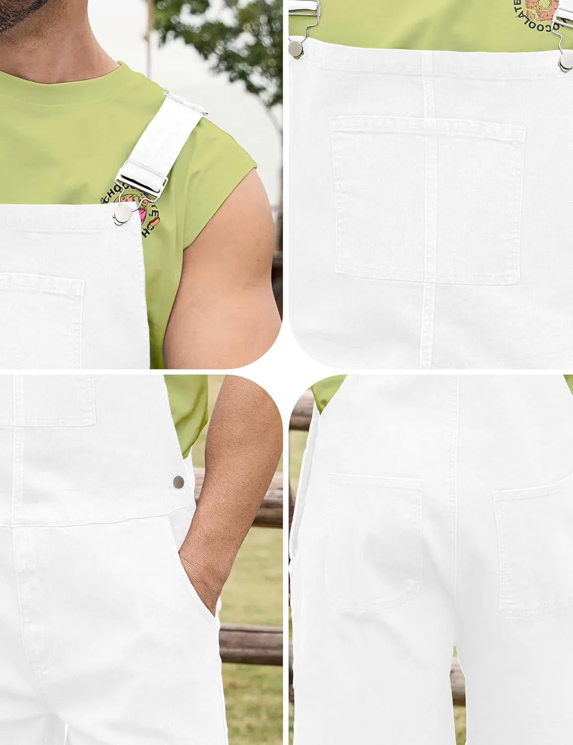 Bindefon Denim Overalls for Men Jean Shorts Jumpsuit Work Bibs Coveralls with Zipper