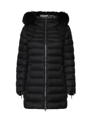 Black Long Padded Jacket with Hood