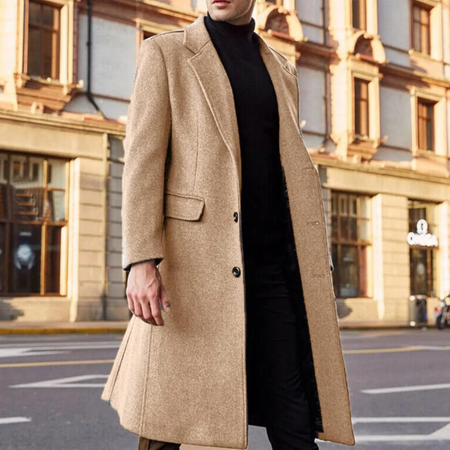 black trench coat Coat Lapel Collar Long Sleeve Padded Leather Jacket Vintage Thicken Coat men's wool jackets coats