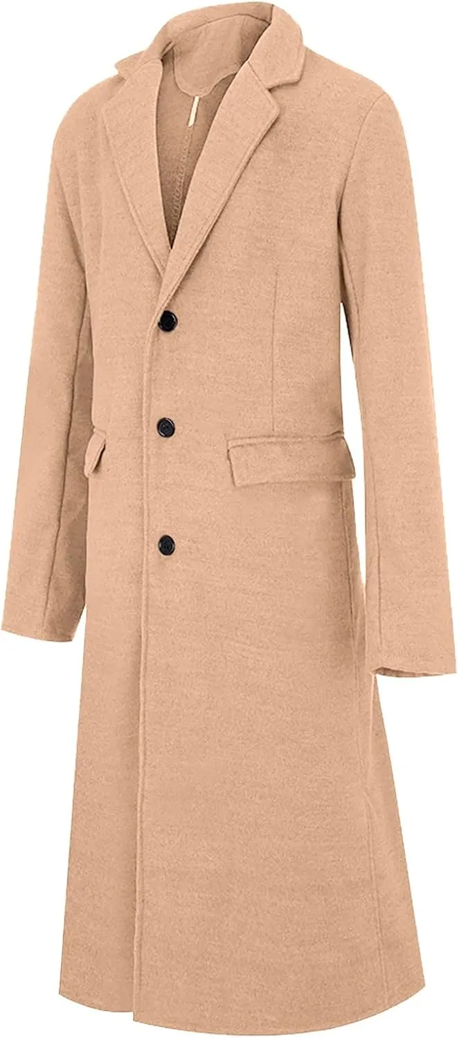 black trench coat Coat Lapel Collar Long Sleeve Padded Leather Jacket Vintage Thicken Coat men's wool jackets coats